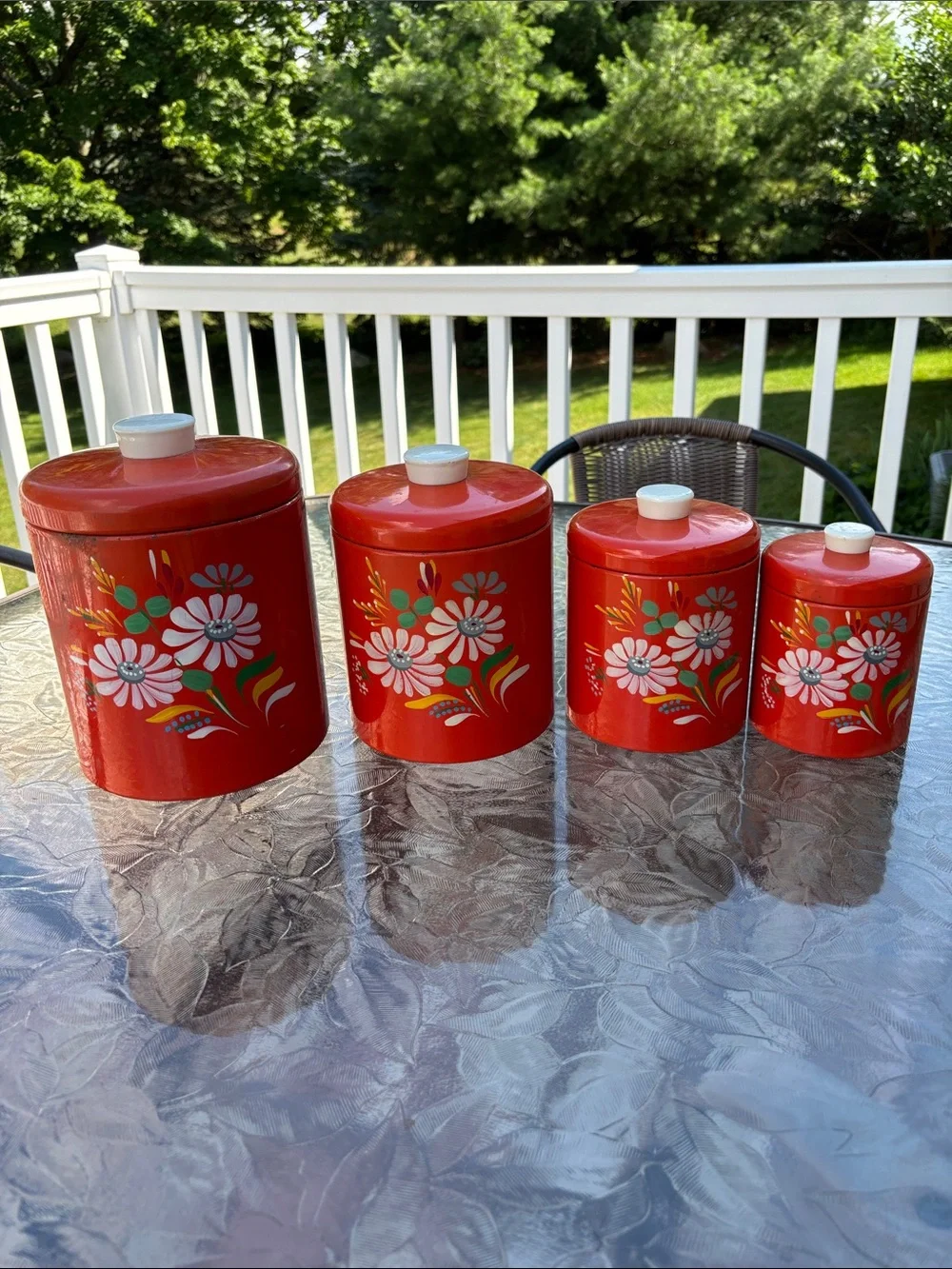 Vintage Ransburg Hand Painted Canister Set